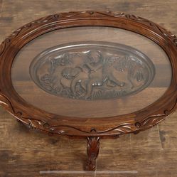 Oval Antique Coffee Table And Tray