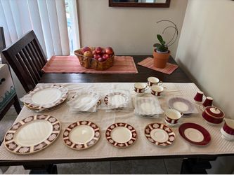 Mikasa vintage china, Fish & Shell pattern , Persian Red