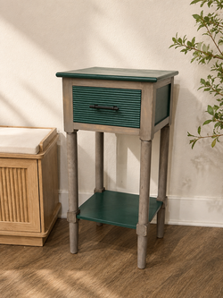 Vintage Green Rustic End Table / Nightstand
