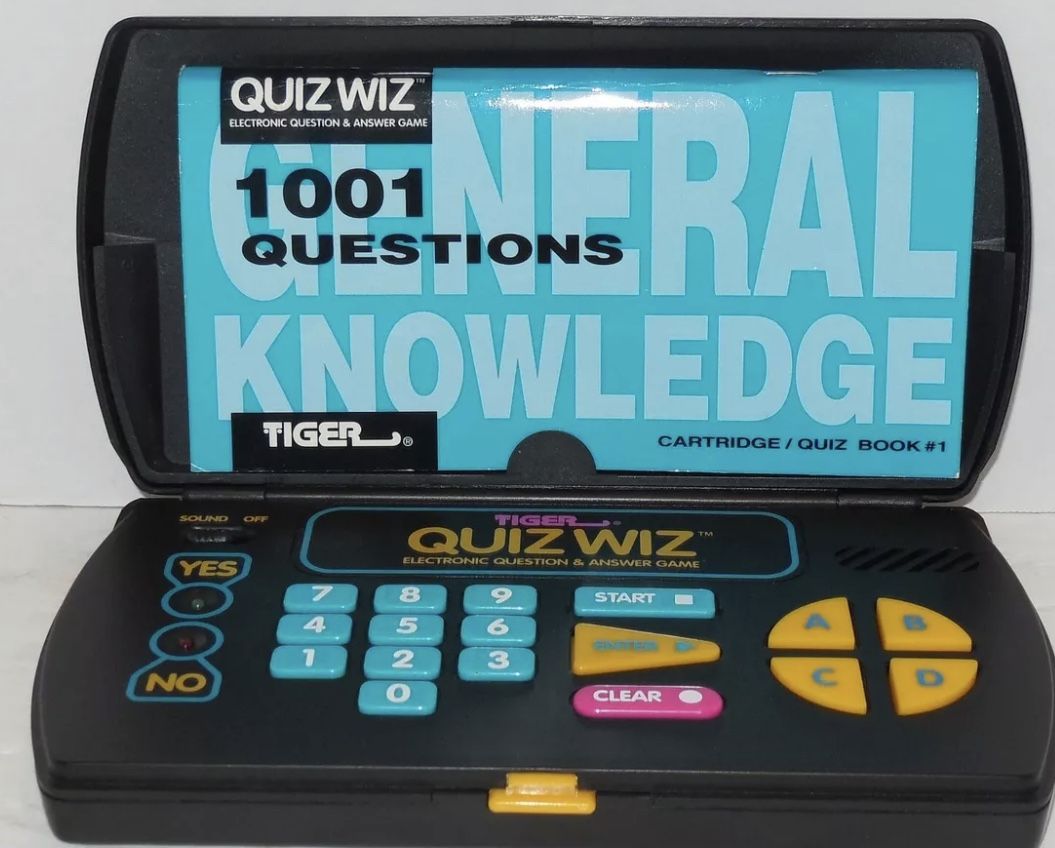 Vintage 1993 Tiger Electronics Quiz Wiz & 1001 General Questions Game Rare HTF