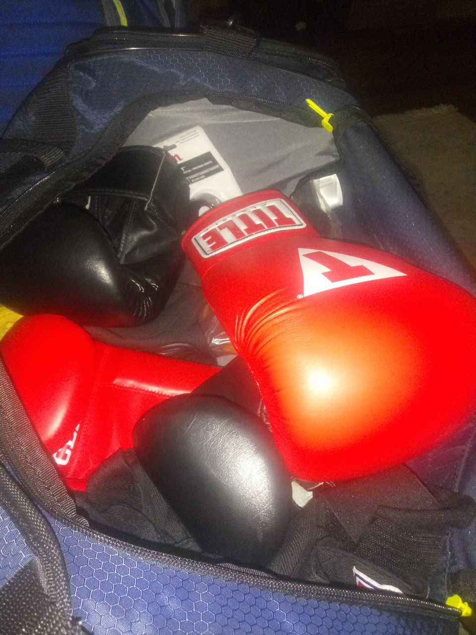 Gym bag full of boxing equipment