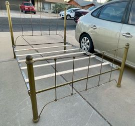 Vintage Antique Gold Metal Full Bed Frame