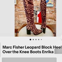 MARC  FISHER LEOPARD BLOCK HEEL OVER  THE KNEE BOOTS  STYLE ENRIKA / SIZE 7M.