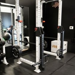Rogue 490 Power Rack, Numbered, Pearl White. Titan Jammer Arms