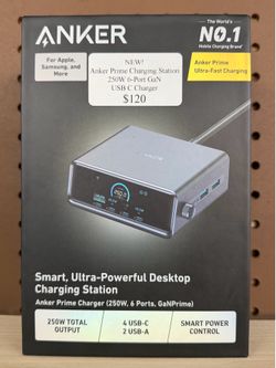 NEW! Anker Prime Charging Station 250W 6-Port GaN USB-C Charger