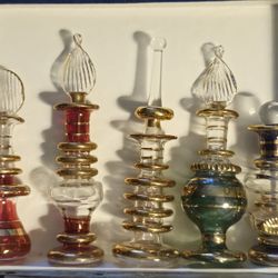 Egyptian Hand Blown Glass Mini Perfume Bottles 