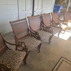 6 Vintage Hooker Furniture Armchairs-Silver Claw Feet-Rattan & Wood Fr