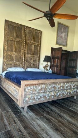 California king one of a kind hand carved bed