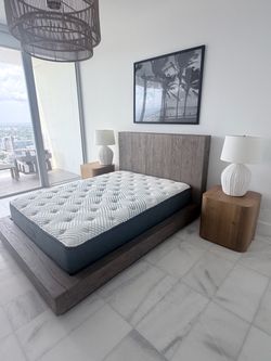 Restoration Hardware Queen Bed with Beautyrest Mattress | Like New *Pickup Only