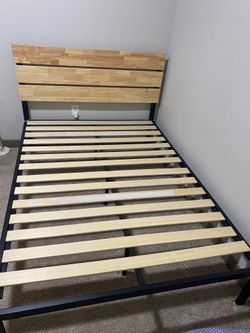 Metal and wood bed frame