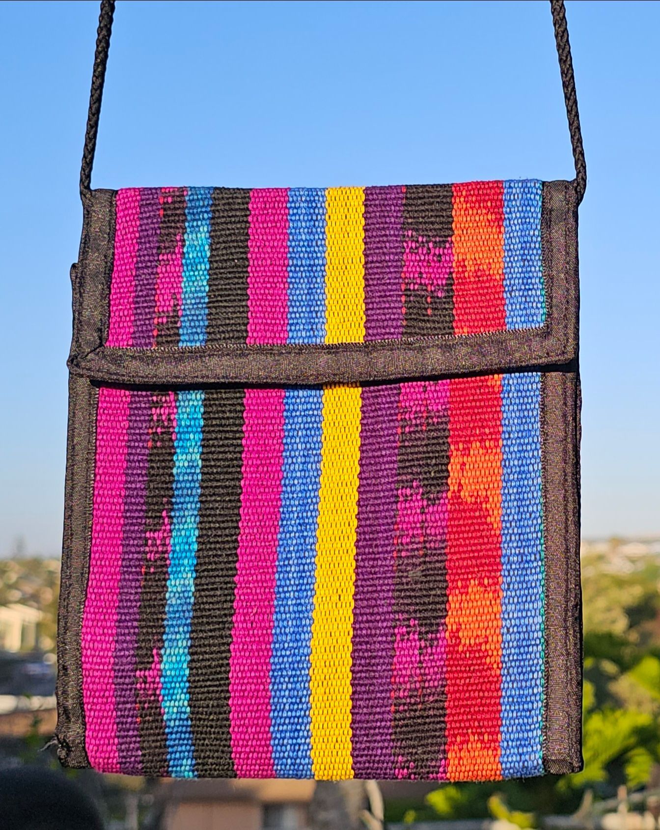 Multicolor Woven Crossbody Shoulder Bag/Purse 7×6 With Pockets & Zipper! New!