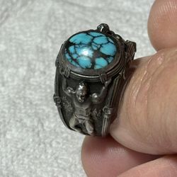Artisan Atlas Turquoise Sterling Silver Men’s Ring