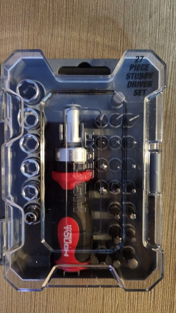 Hyper Tough 27pc Stubby Driver And Socket Set