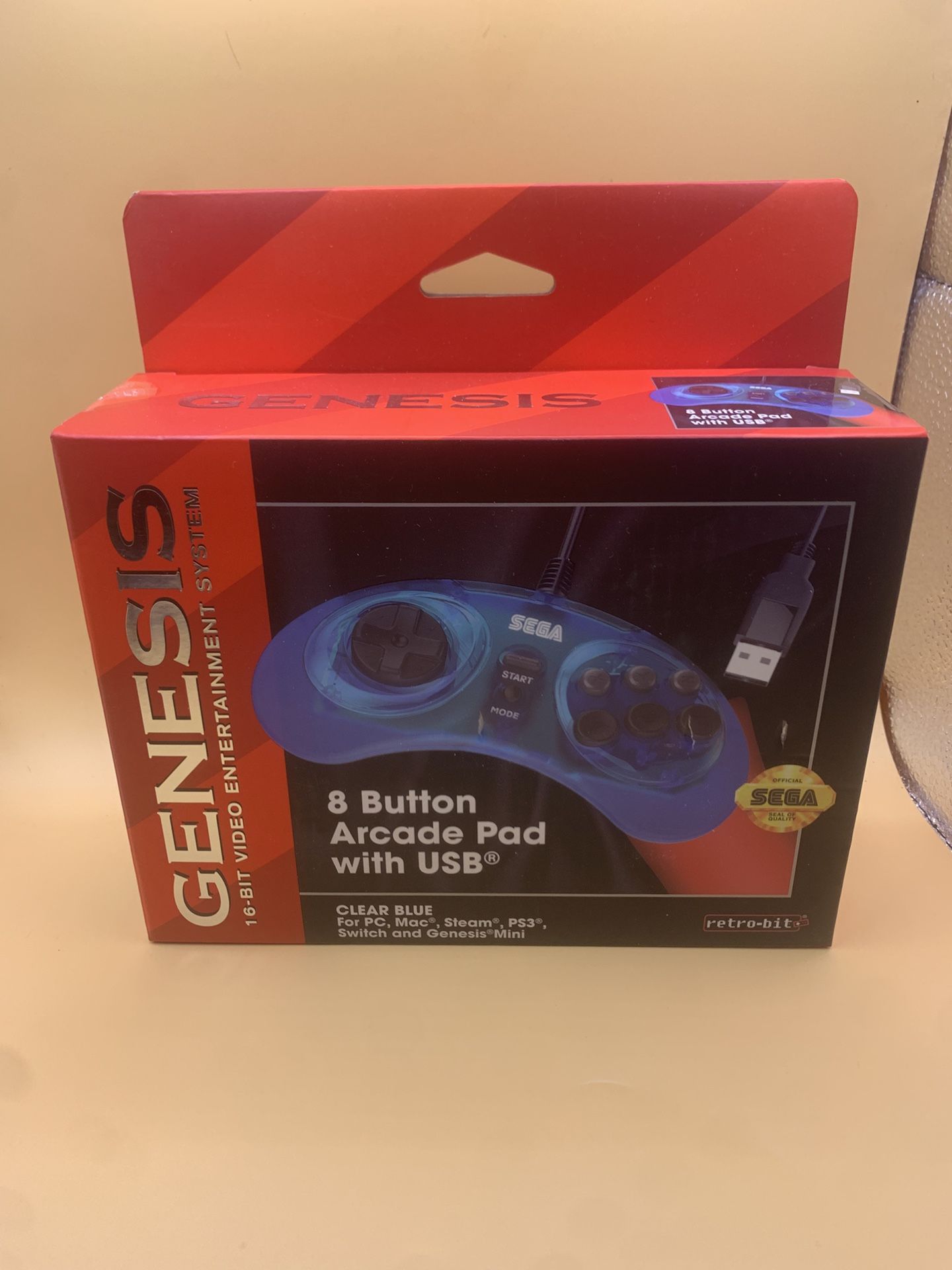 Retro 16-bit Sega Genesis 8 Button Arcade Pad