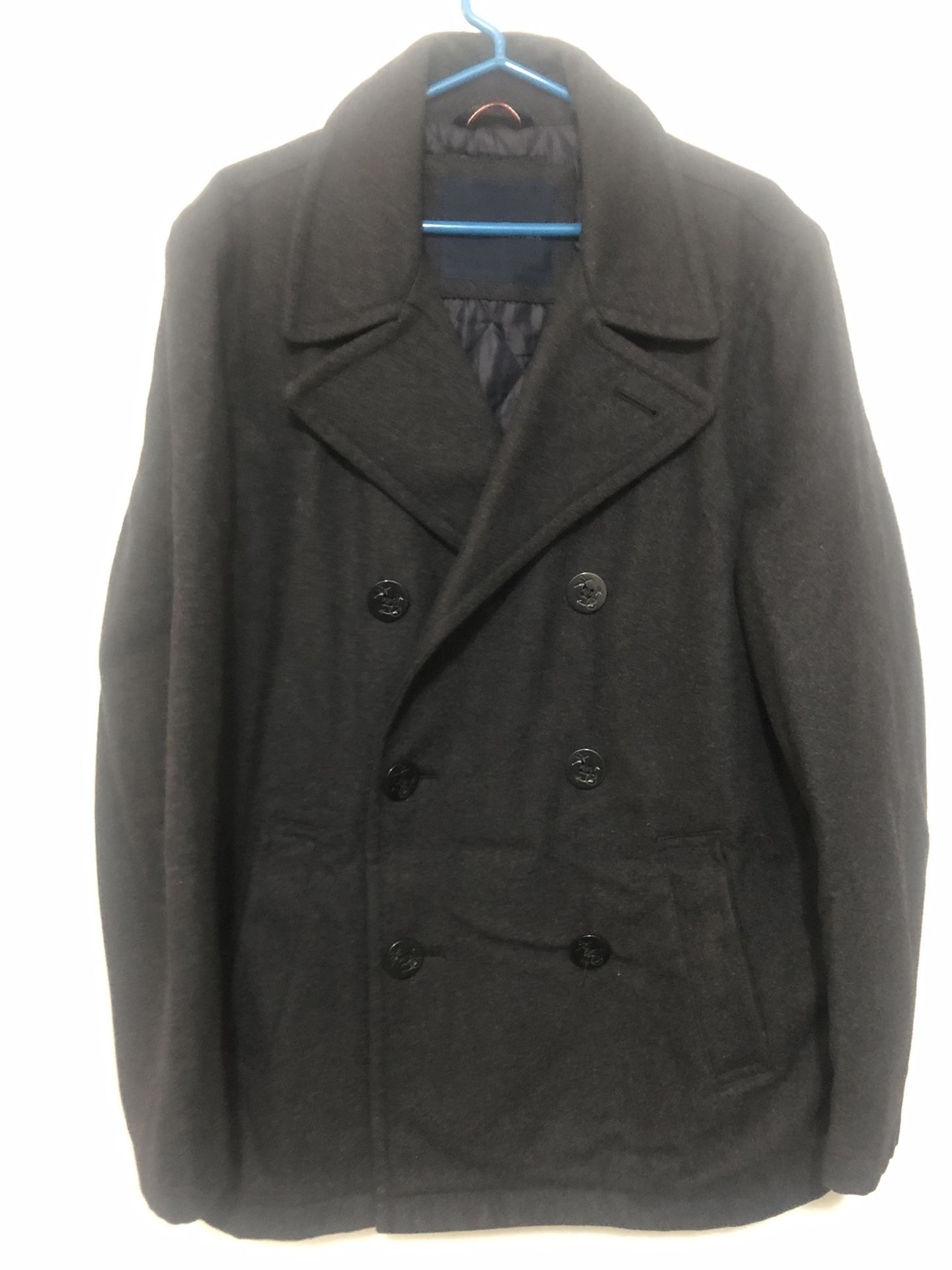 Tommy Hilfiger Men Size L Charcoal Gray Wool Blend Peacoat