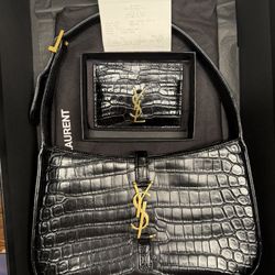 YSL croc Hobo Bag + Card Holder