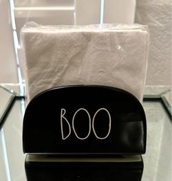$15 - New Rae Dunn BOO napkin holder with napkins. Please pickup in the area of 36th Ave and Pinnacle Peak within 24hours of take greatly appreciate