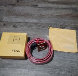 Fendi FF Logo Buckle Leather Belt Red