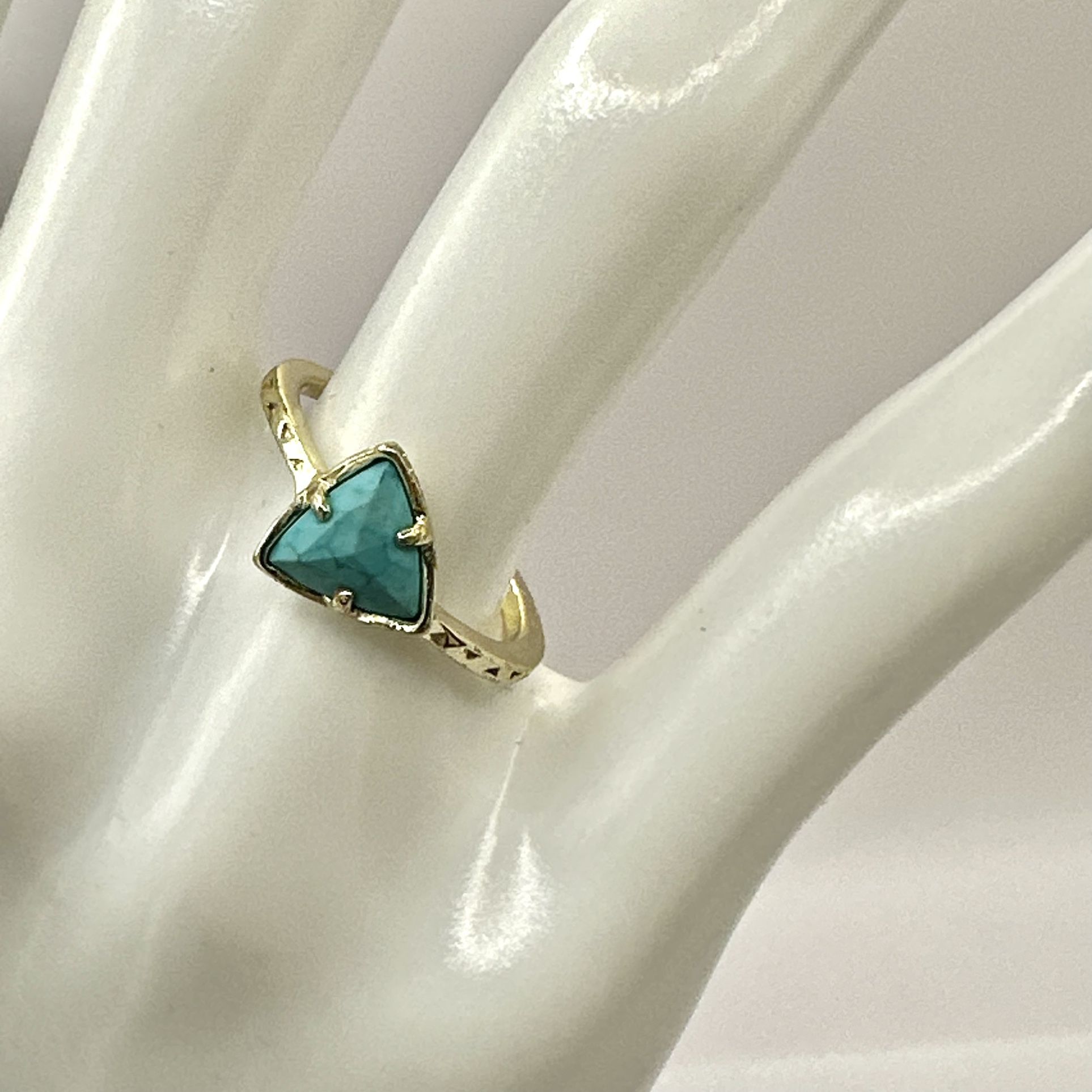 Kendra Scott Gold Filled Blue Triangle Ring 