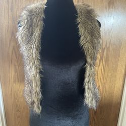 Girls Size 10 Brown Faux Fur Vest