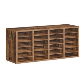 Literature Organizers, 24 Compartments Office Mailbox with Adjustable Shelves, Wood Countertop Literature Sorter for Office, Home, Classroom, Mailroom