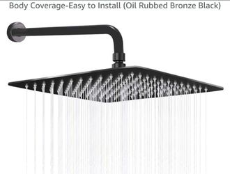 New Matte Black 12 Inch Rain Shower Head With 15 Inch Extension Arm