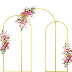 Party Arch Backdrop Stand 7.2FT, 6.6FT, 6FT Set of 3 Gold Metal Arch Backdrop Stand for Wedding Ceremony Baby Shower Birthday Party Garden Floral Ball