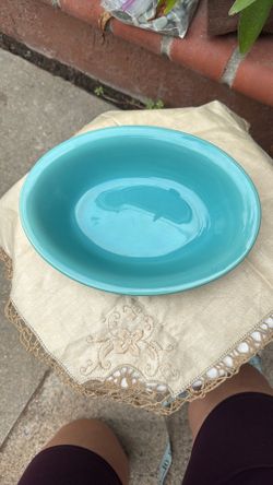 Vintage Fiesta 9” Turquoise/Robin Egg Blue Oval Bowl