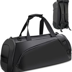 40L Travel Duffle Bag, 4-in-1 Large Gym Bag with Shoe & Wet Clothes and Laptop Compartments, Black
