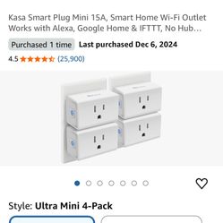 Kasa Smart plugs. Mini. 2.4 G WiFi  Only4 C
