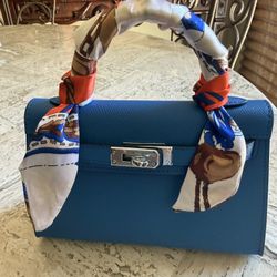 Blue Leather Handbag 