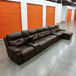 Massive Modular Reclining Sectional Sofa w/ Consoles & Chaise – FREE Local Delivery!