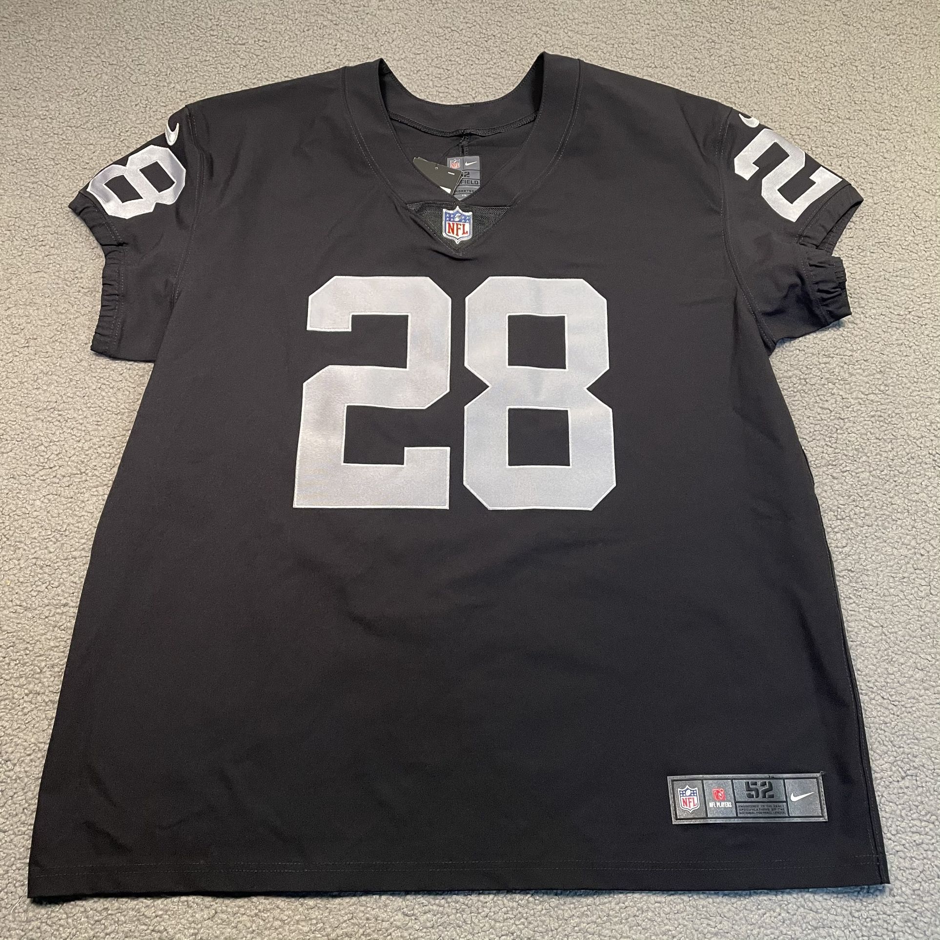 Nike Men’s Josh Jacobs #28 NFL Football Jersey – Size 52 – Black – Las Vegas Raiders