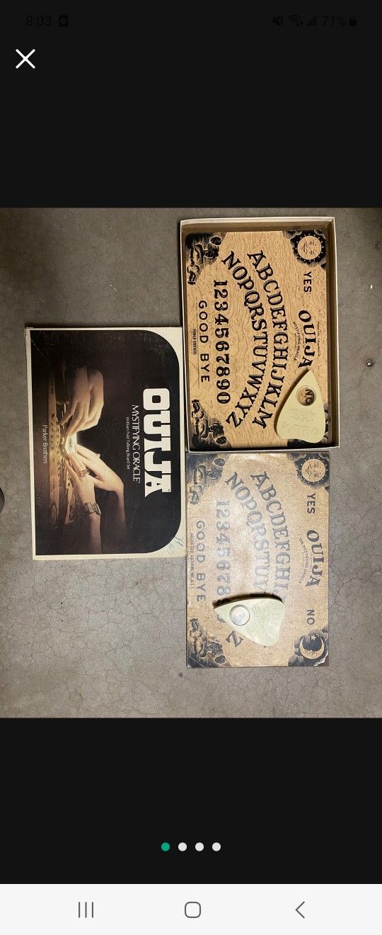 Two Set Of 1972 OUIJA Mystifying Oracle Board Game William Fuld Talking Board Parker Bros.