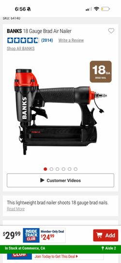 BANKS 18 Gauge Brad Air Nailer