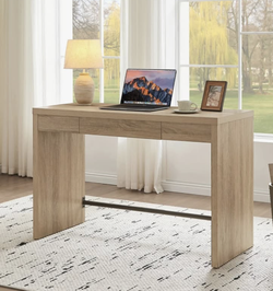 Light Oak Wood Desk / Vanity with Hidden Drawer – Already Assembled
