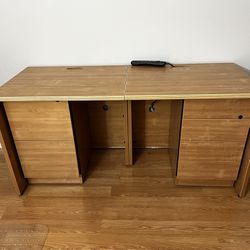 Desk With Two Filing Cabinet/Drawer Combo 