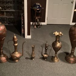 Brass Vases, Lamps Nice