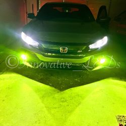 6000k Glacier White LED Headlight And 3000k Jdm Yellow LEDs Fog Lights 