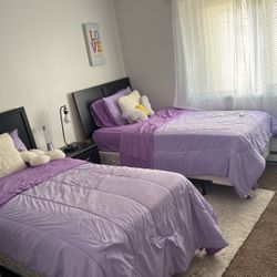 2 Twin Size Bedset With Mattress Included Black 