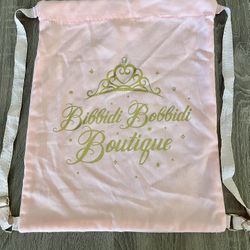 Disney Parks Bibbidi Bobbidi Boutique Pink/Peach colored soft drawstring backpack