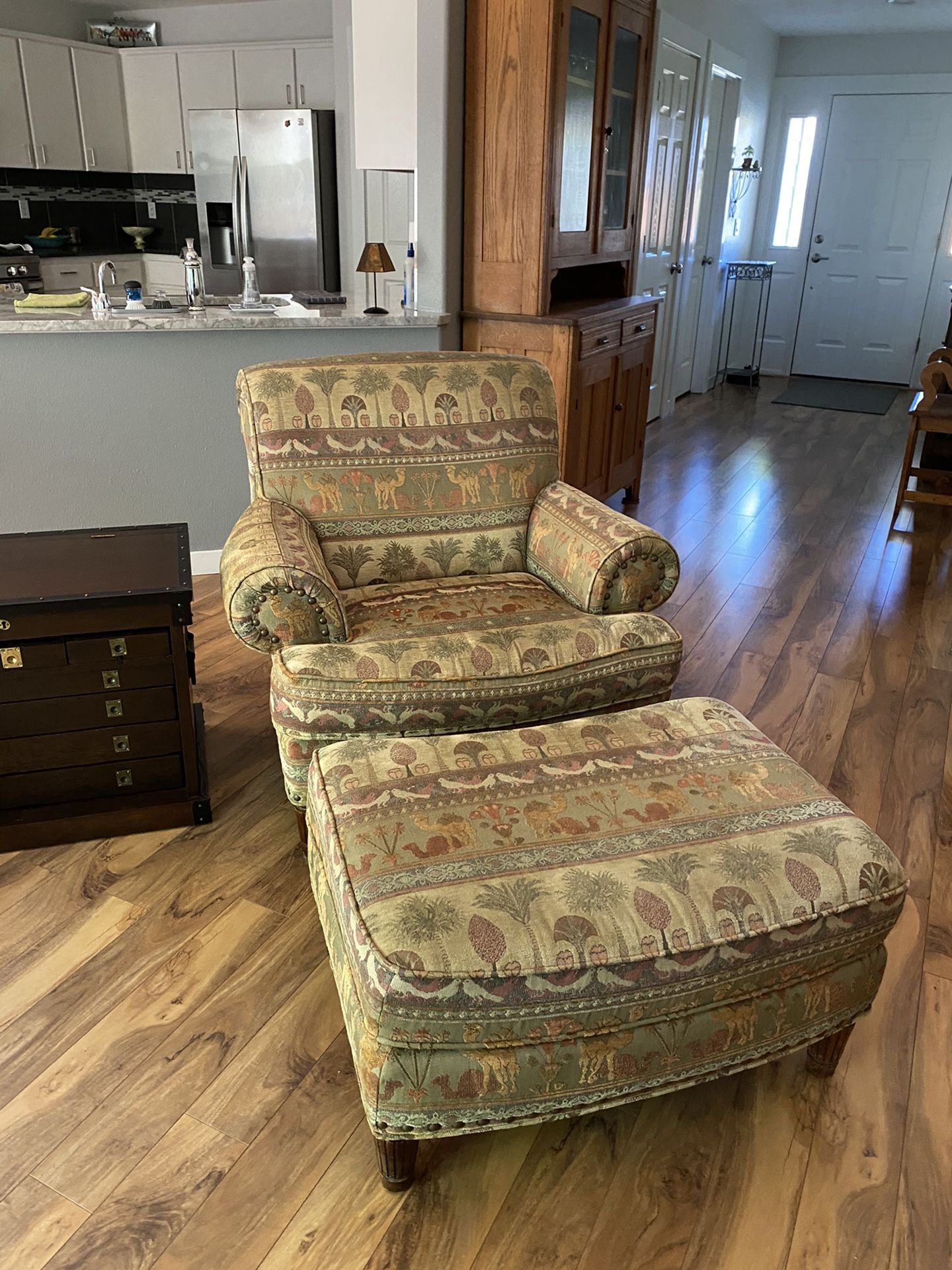 Chair and ottoman. “Lazy boy” (Set of two)