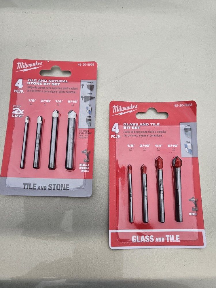 Carbide Glass and Tile Bit Set & Natural Stone Bit Set (8-Pack), Brand , New