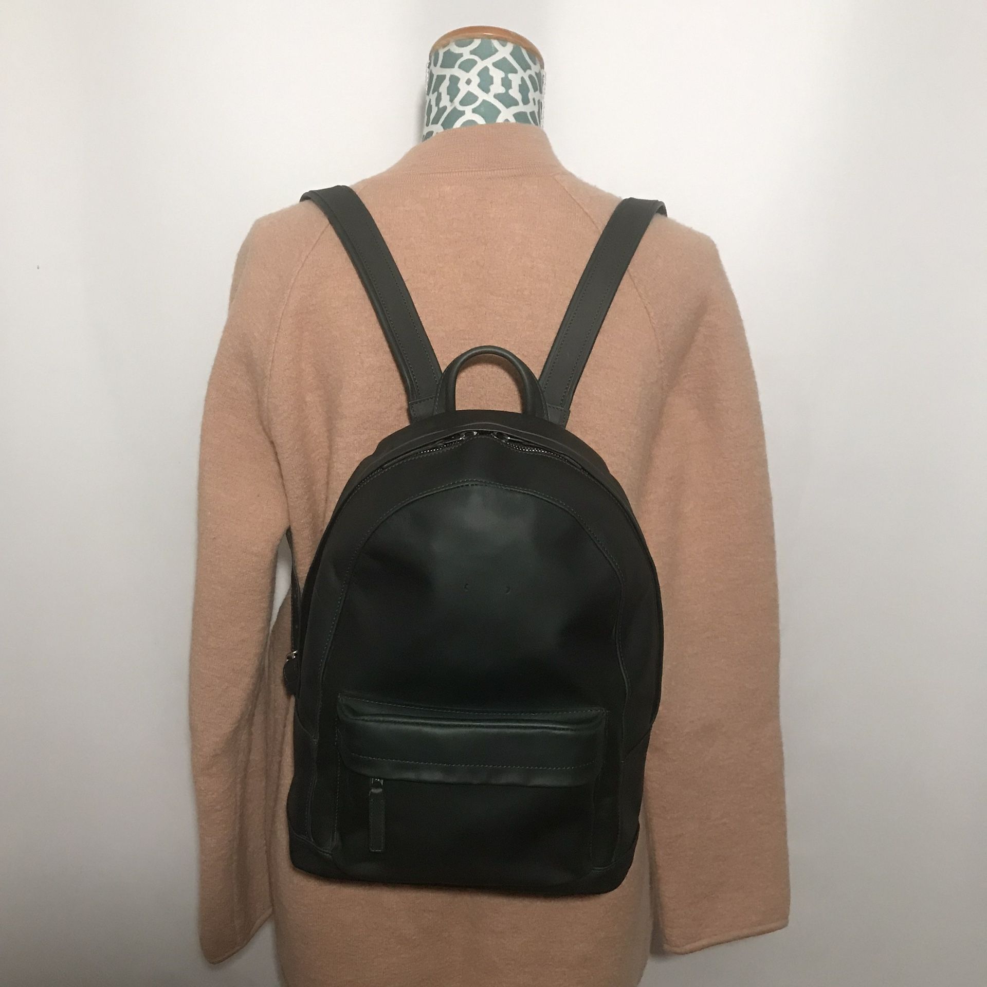 PB 0110 Dark Green Leather Backpack