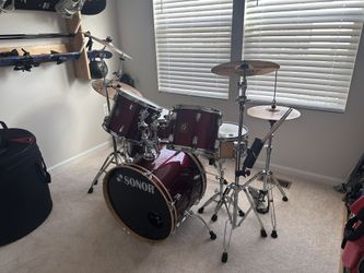 Sonor Drum Set With Road Cases And More