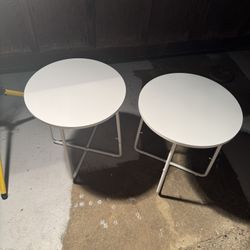 2 White Round Side Tables