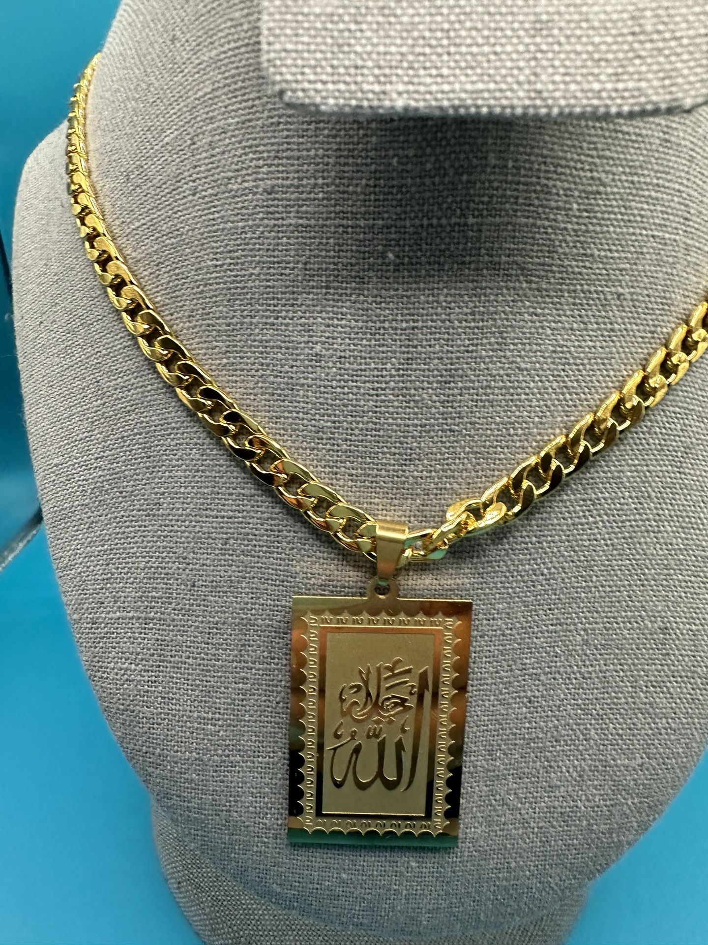 Stainless Steel 18 k gold plated Muslim Islam Allah Necklaces Chain Geometry Quran Necklaces   