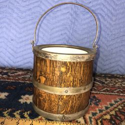 Antique Barrel Porcelain Lined Biscuit Jar No Lid