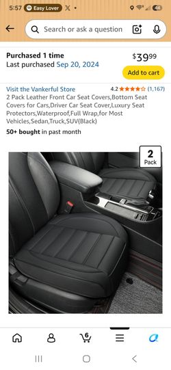 Vankerful 2-Pack Black Leather Front Car Seat Covers
