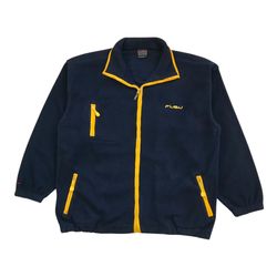 Vintage Fubu Fleece Jacket 3XL Blue Sweatshirt Sweater Y2K Rap Hip Hop Full Zip